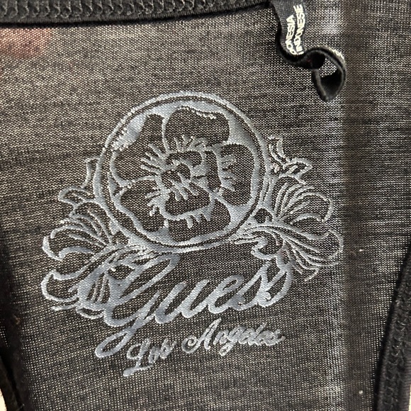 GUESS LOS ANGELES T-BACK BLACK BABYDOLL BLOUSE/SIZE M/RHINESTONE/FLIRTY STYLE - Picture 8 of 8